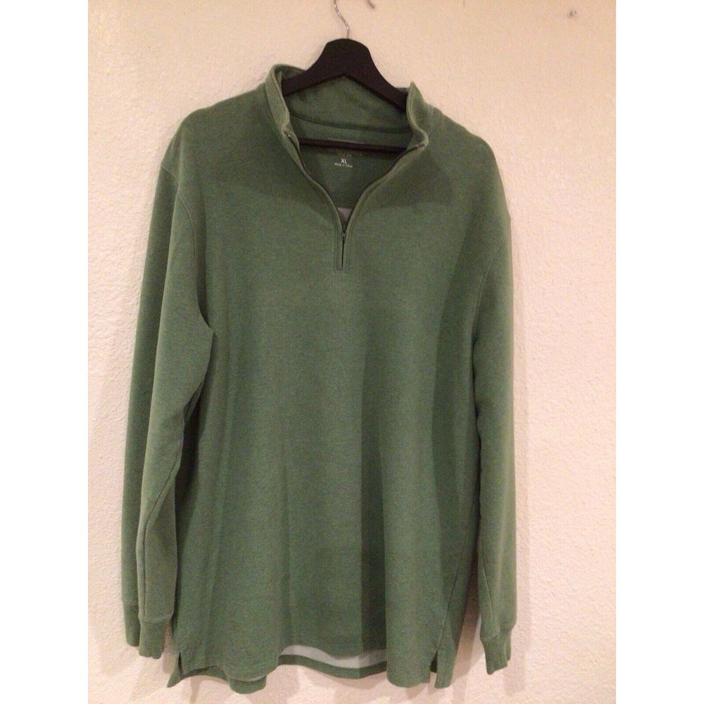 Pendleton Mens Size XL 1/4 Zip Green Pullover Mock Neck Sweater